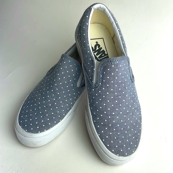VANS•CLASSIC SLIP ON•GRAY•WHITE POLKA DOT•WOMENS 5 - Picture 2 of 5